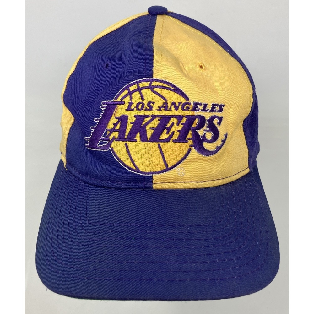 Vintage Los Angeles Lakers Pinwheel Starter SnapBack Hat - Distressed